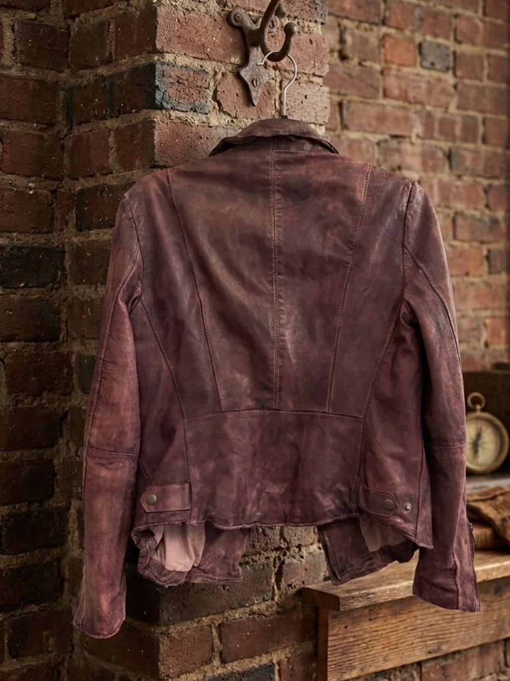 Gorgeous MUUBAA lamb leather Distressed moto jacket in the rare Chestnut - Picture 8 of 16